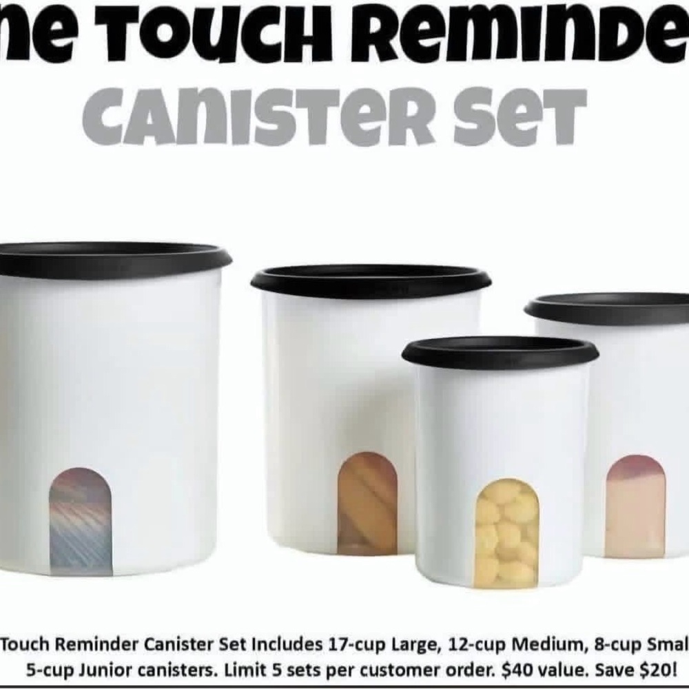 Brand new Tupperware White and Black Canister Set